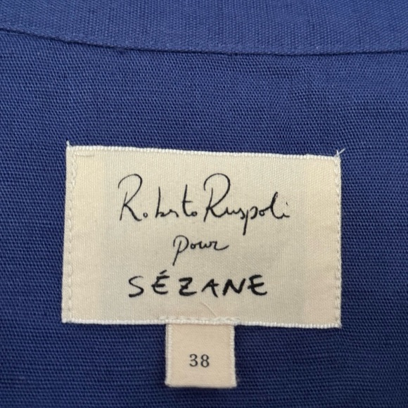 Sézane -Sézane x Roberto Ruspoli Maxy long-sleeved printed shirt linen blend-38 - Picture 7 of 13